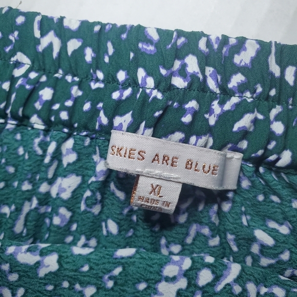 Skies Are Blue Saige Pleated Midi Skirt Green Dot Pull On Elastic Waist XL - Picture 11 of 13